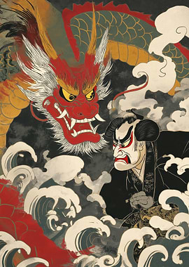 Japanese Dragon and Kabuki Actor