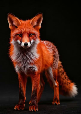 Fox Portrait on Black Background