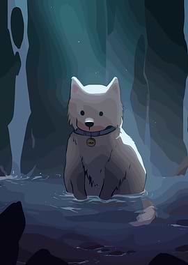 Dog in Water Digital Art