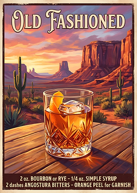 Old Fashioned Cocktail Desert Landscape