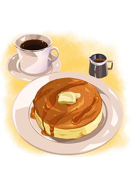 Pancakes with Coffee and Syrup