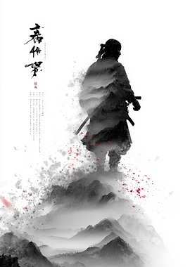 Samurai Warrior on Mountain Peak