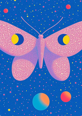 Cosmic Butterfly with Lunar Eyes