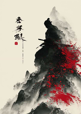 Samurai Warrior in Mountains