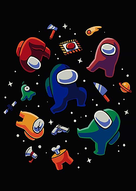 Among Us Characters in Space
