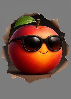 Cool Nectarine with Sunglasses