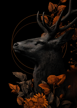 Deer with Floral Ornamentation