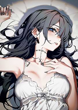 Anime Girl with Cut Line on Neck