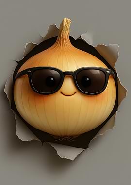 Cool Onion Bursting Through Paper
