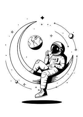 Astronaut on Moon Drinking Coffee