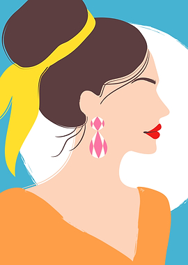 Elegant Woman Portrait with Yellow Ribbon