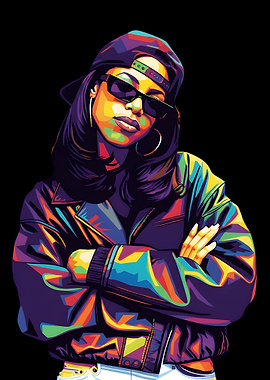 Aaliyah Portrait Pop Art