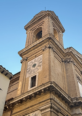 Clock Tower of a Brick Building