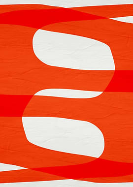 Abstract Orange and White Curves