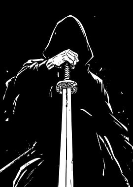 Hooded Figure with Sword