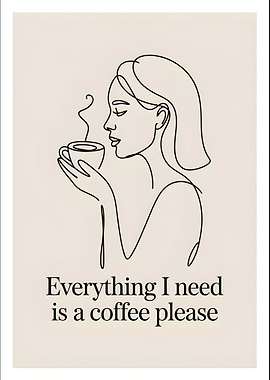 Coffee Please Line Art