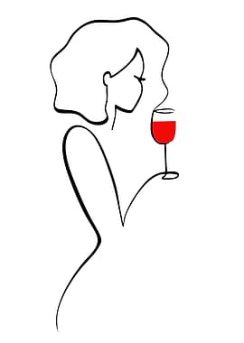 Woman with Wine Glass Line Art