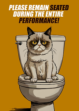 Grumpy Cat on Toilet Cartoon