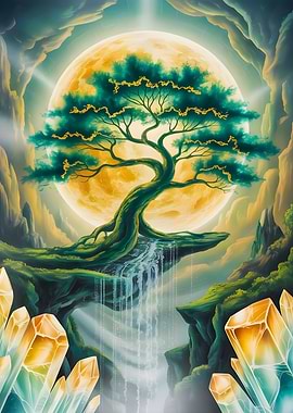 Tree of Eternity Enchanted Roots Under a Glowing Moon