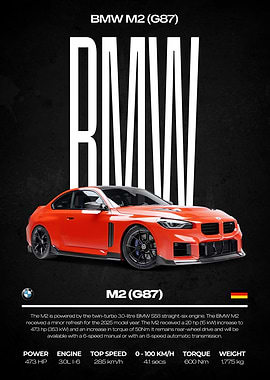 BMW M2 (G87) Car Poster