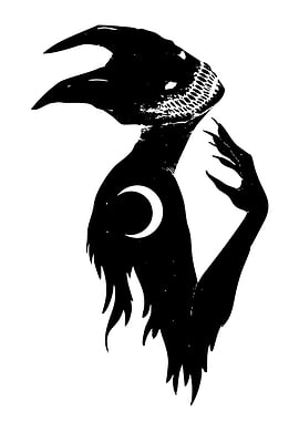 Silhouette of a creature with moon symbol