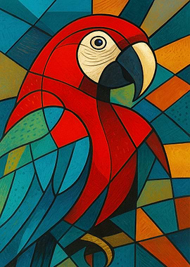 Colorful Parrot Abstract Art