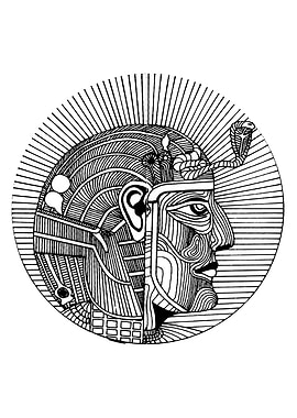 Egyptian Pharaoh Line Art Illustration