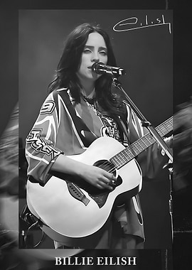 Billie Eilish Black and White Portrait