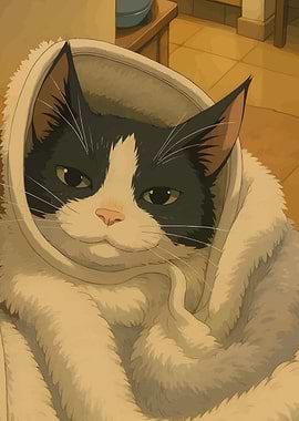 Cat in Blanket