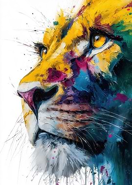Colorful Lion Portrait