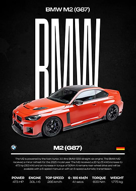 BMW M2 (G87) Car Poster
