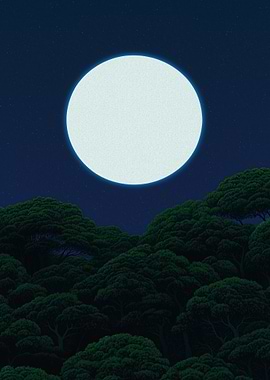 Full Moon Over Forest