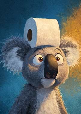 Koala with Toilet Paper Hat