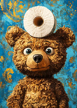 Teddy Bear with Toilet Paper Hat