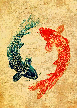 Yin Yang Koi Fish Illustration