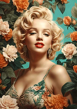 Marilyn Monroe Floral Portrait