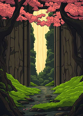 Cherry Blossom Forest River