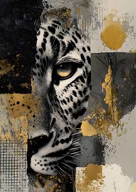 Leopard Portrait with Abstract Background