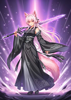 Anime Fox Girl with Sword