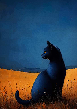Black Cat in Field