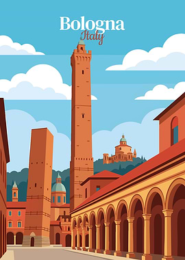 Bologna Italy Travel Poster Illustration