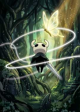 Hollow Knight and Glowing Butterfly