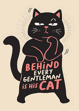Gentleman's Cat Cartoon Illustration