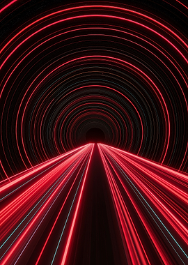 Red Neon Tunnel Abstract