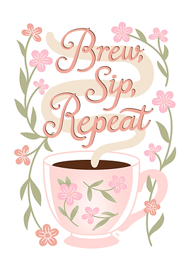 Brew, Sip, Repeat Floral Coffee
