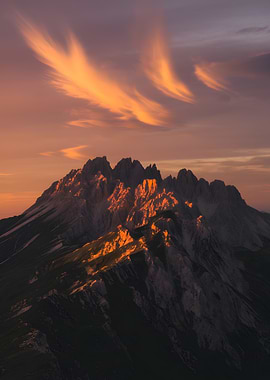 Mountain Peaks at Sunset