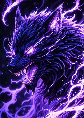 Electric Purple Wolf Portrait