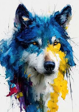 Colorful Wolf Portrait