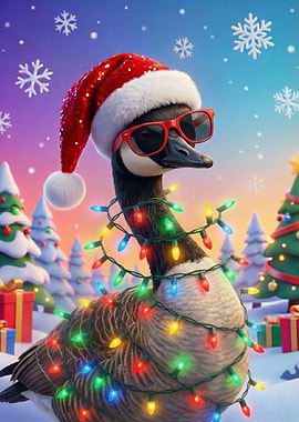 Christmas Goose with Lights and Hat
