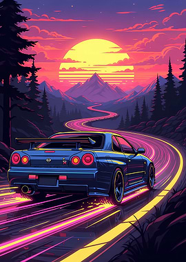 Retro R34 on Mountain Road